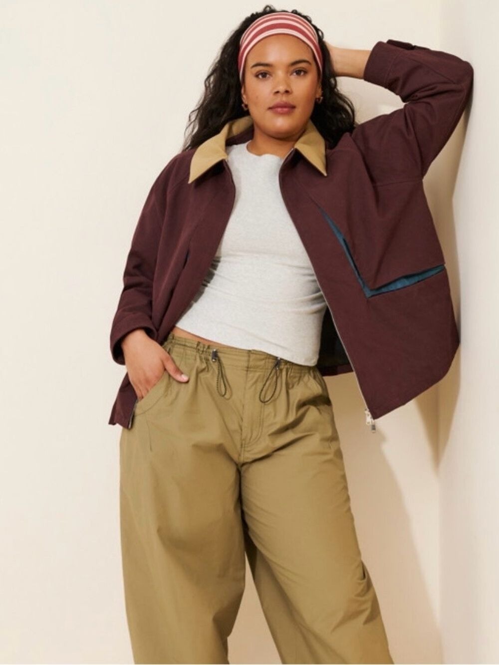 Hutch Anthropologie Contrast Collar Bomber Utility Canvas Cotton Barn Jacket 1X